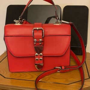 Carlos by Carlos Santana Red Crossbody BagS Silver Studded Bag.